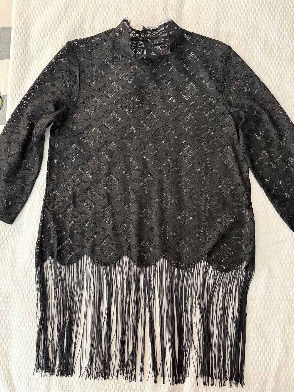 Zara Black Lace Fringe Blouse
